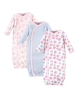 Touched by Nature Baby Girls Baby Organic Cotton Side-Closure Snap Long-Sleeve Gowns 3pk