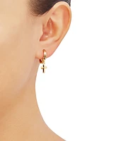 Cross Dangle Hoop Earrings in 10k Gold