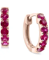 Effy Ruby Small Hoop Earrings (1/2 ct. t.w.) in 14k Rose Gold, 0.47" (Also in Sapphire)