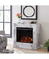 Southern Enterprises Ileana Faux Marble Electric Fireplace