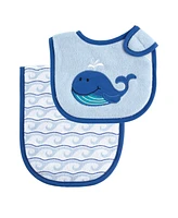Luvable Friends Baby Boy Bib and Burp Cloth Set 2pc, Blue, One