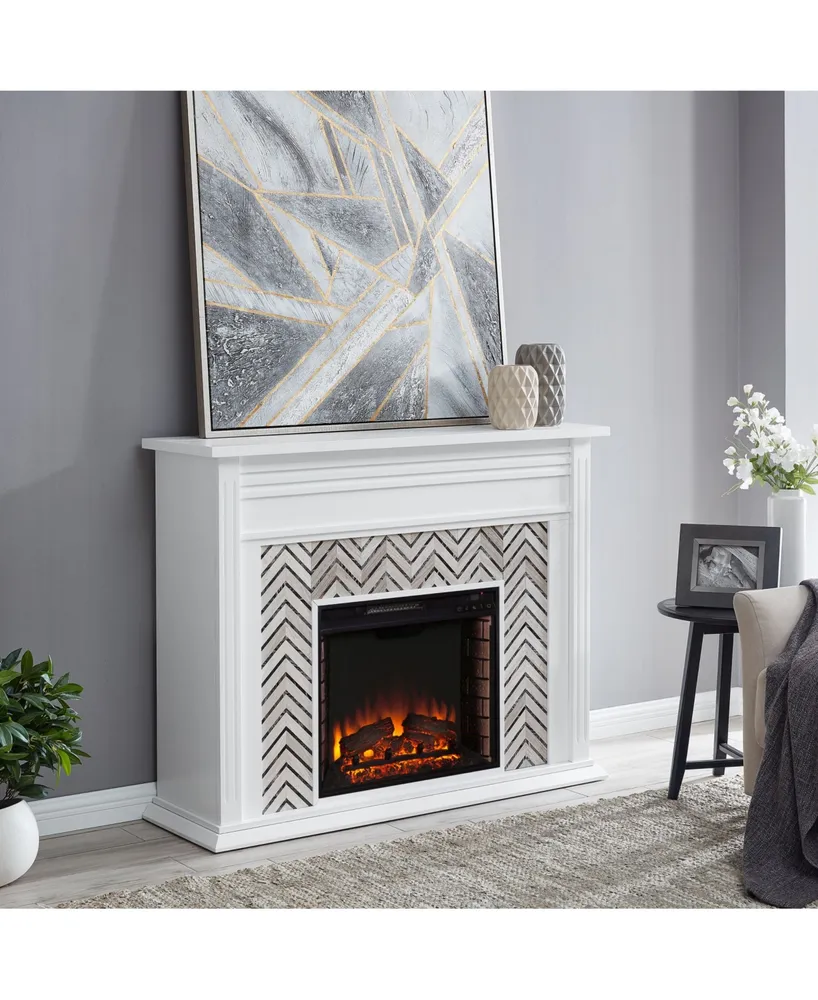 Southern Enterprises Elior Marble Tiled Electric Fireplace