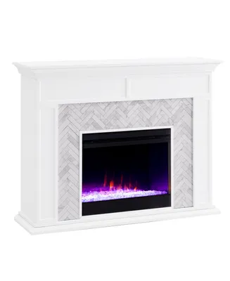 Southern Enterprises Anika Marble Tiled Color Changing Electric Fireplace