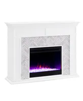 Southern Enterprises Anika Marble Tiled Color Changing Electric Fireplace