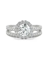 Moissanite Halo Bridal Set 1-3/4 ct. t.w. Diamond Equivalent 14k White Gold