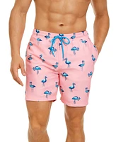 Club Room Men's Quick-Dry Performance Flamingo-Print 7" Swim Trunks, Created for Macy's