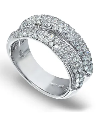 Pave Cubic Zirconia Band Ring Silver Plate