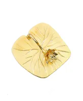 Classic Touch Gold-Tone Square Napkin Holder with Lotus Flower Design