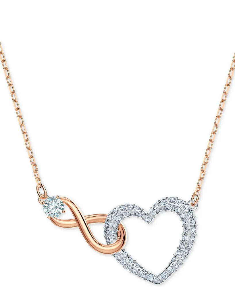 New SWAROVSKI Rose Gold Crystal Infinity Heart Pendant Necklace 5518868 |  eBay