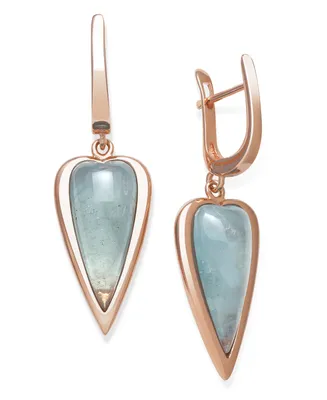 Milky Aquamarine Drop Earrings in Rose Gold over Silver