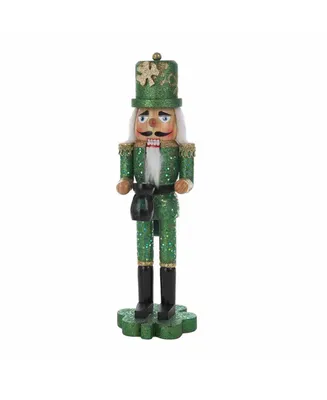 Kurt Adler 15-Inch Wooden Irish Nutcracker on Shamrock Base