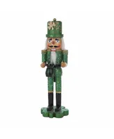 Kurt Adler 15-Inch Wooden Irish Nutcracker on Shamrock Base