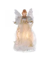 Kurt Adler 14-Inch Fiber Optic Ivory and Gold Animated Angel Treetop