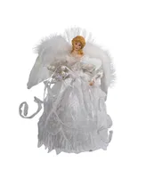 Kurt Adler 12-Inch White and Silver Fiber Optic Led Angel Treetop