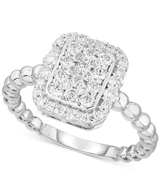 Forever Grown Diamonds Lab-Created Diamond Rectangle Cluster Halo Statement Ring (3/4 ct. t.w.) Sterling Silver