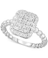 Forever Grown Diamonds Lab-Created Diamond Rectangle Cluster Halo Statement Ring (3/4 ct. t.w.) Sterling Silver