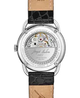 Limited Edition Bulova Men's Swiss Automatic Joseph Bulova Black Leather Strap Watch 38.5mm