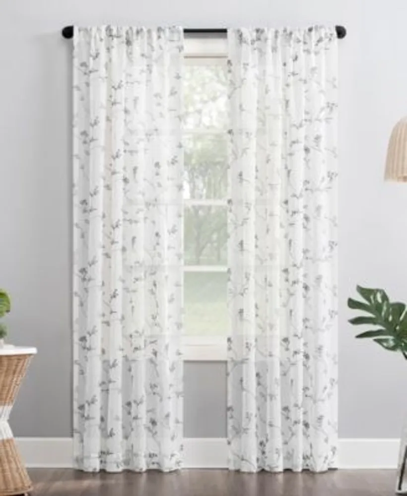 Delia Embroidered Floral Sheer Curtain Collection