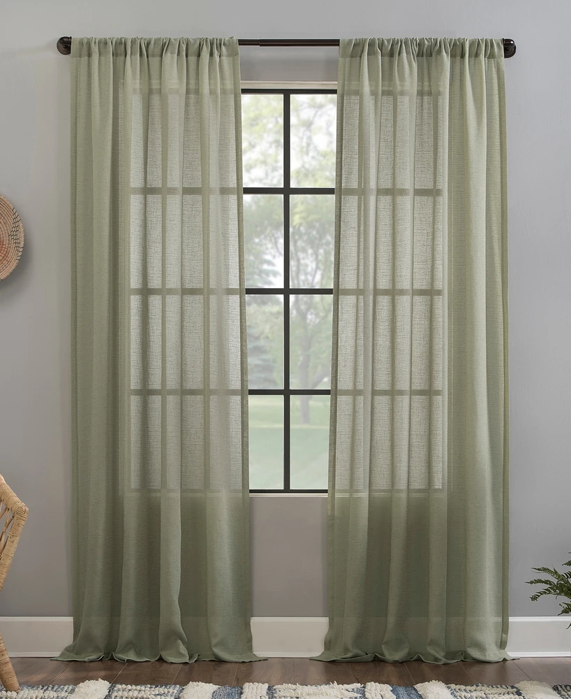 Crushed Texture Anti-Dust Sheer Linen Blend Curtain Panel