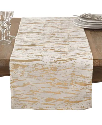 Saro Lifestyle Distressed Foil Metallic Design Glam Cotton Table Runner