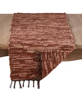 Saro Lifestyle 100% Leather Runner with Chindi Design