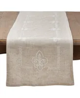 Saro Lifestyle Embroidered Runner with Fleur-De-Lis Design