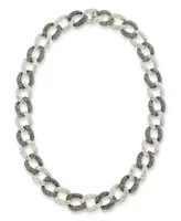 Marcasite and Crystal Pave Oval Interlocking 18" Necklace in Sterling Silver