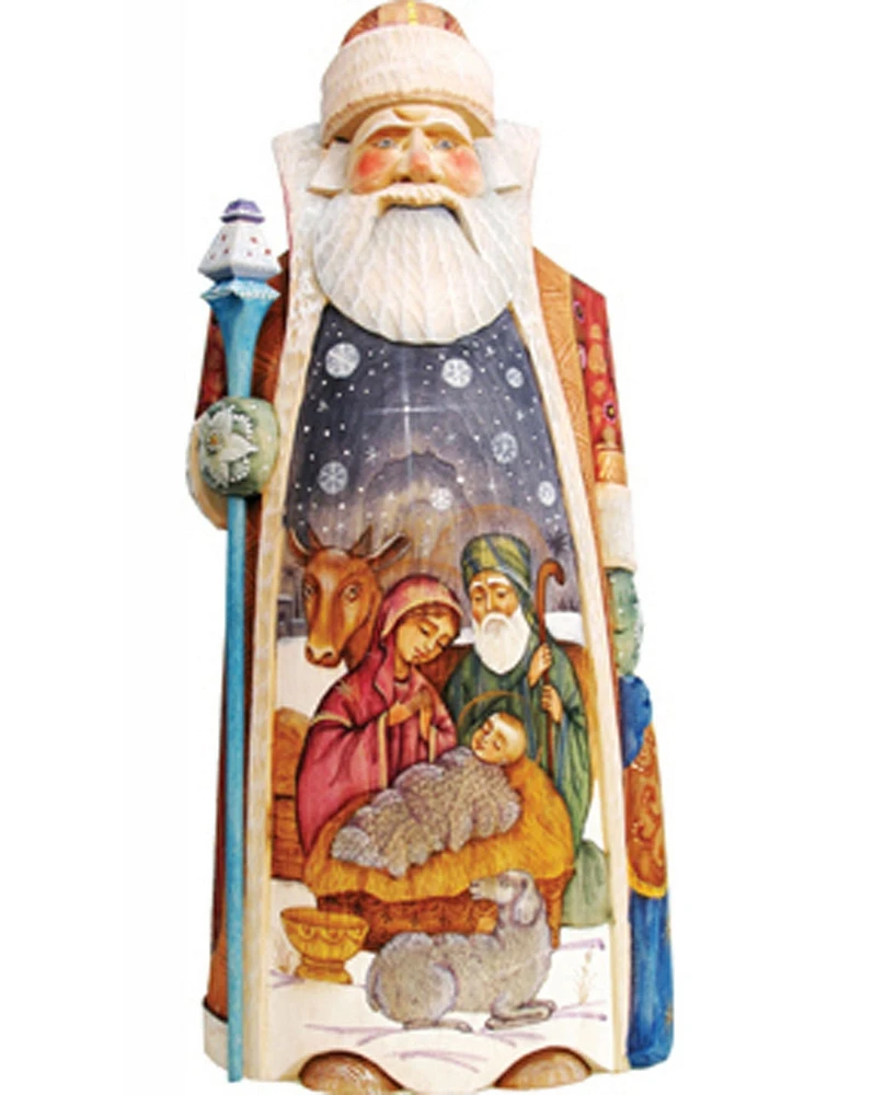 G.DeBrekht Woodcarved and Hand Painted Nativity Merchant Santa Claus Figurine