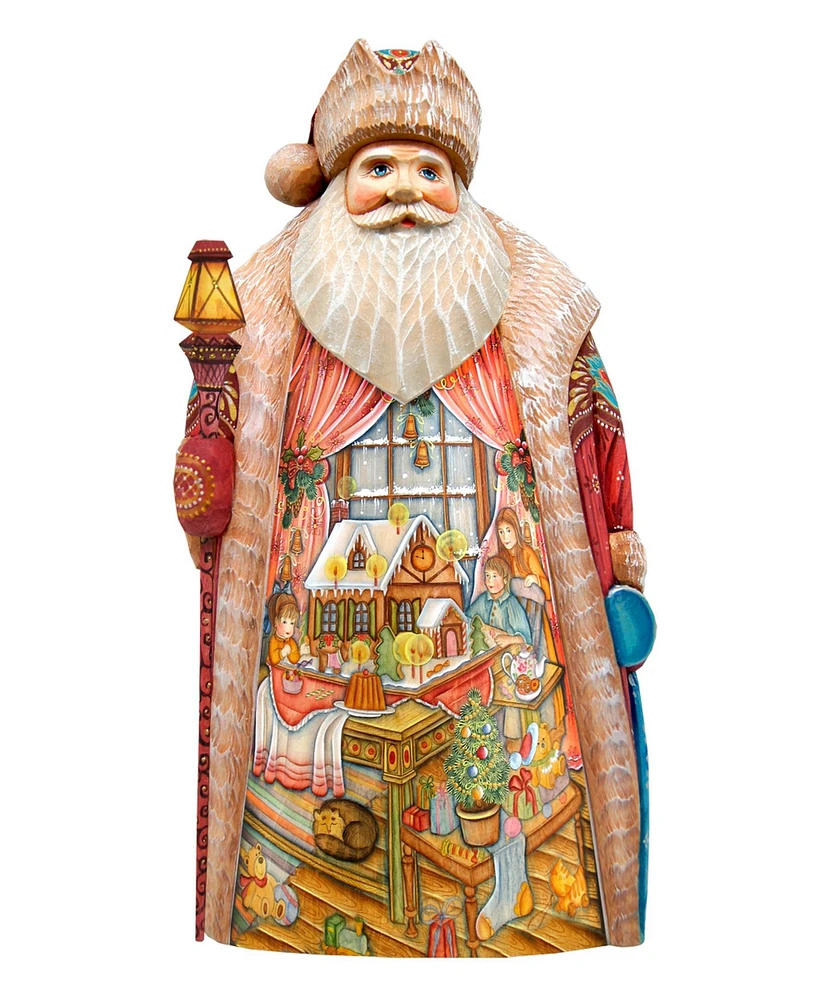 G.DeBrekht Woodcarved Family Christmas Night Santa Figurine