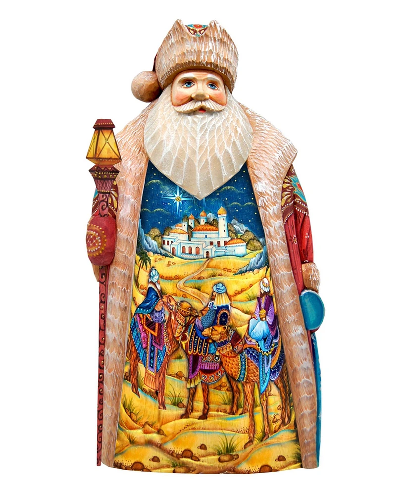 G.DeBrekht Woodcarved and Hand Painted Three Kings Santa Figurine