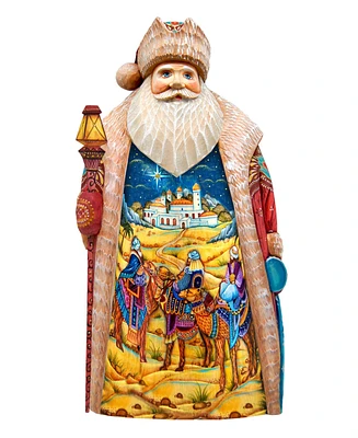 G.DeBrekht Woodcarved and Hand Painted Three Kings Santa Figurine