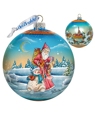 G.DeBrekht Limited Edition Oversized Winter Village Christmas Ball Glass Ornament