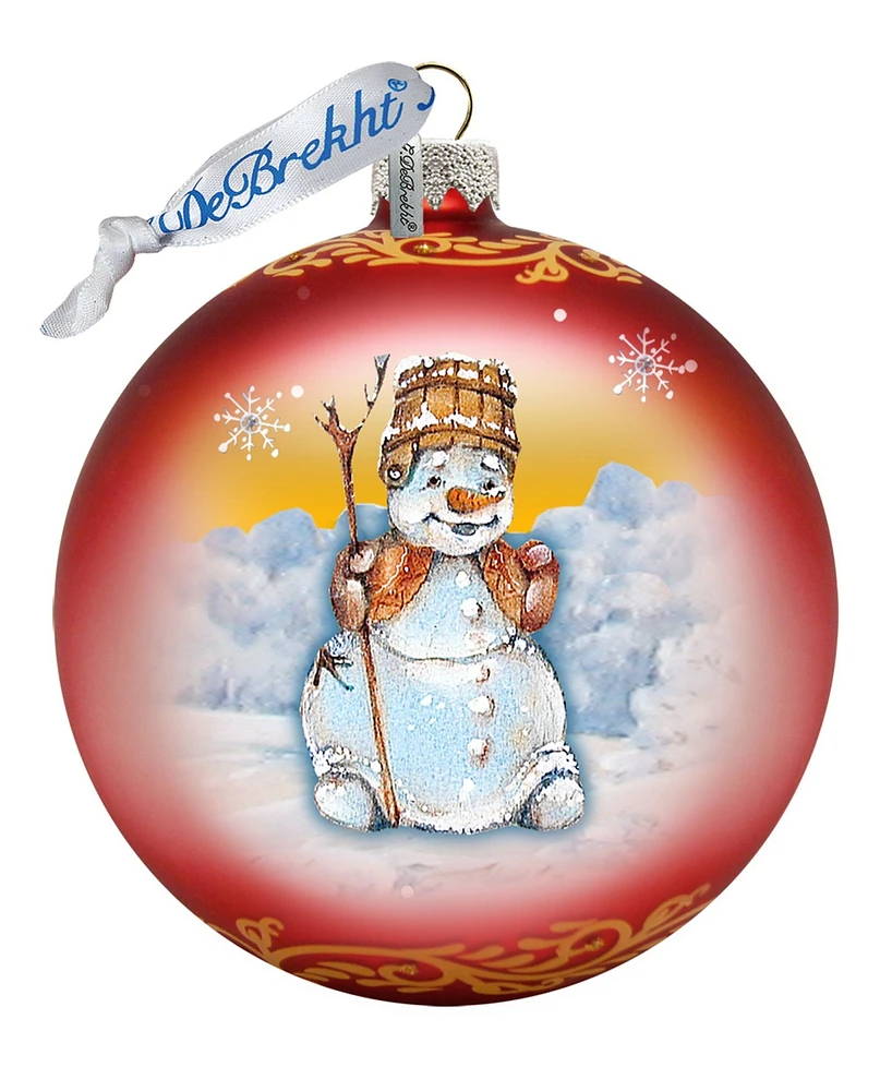 G.DeBrekht Happy Snowman Ball Glass Ornament