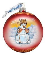 G.DeBrekht Happy Snowman Ball Glass Ornament