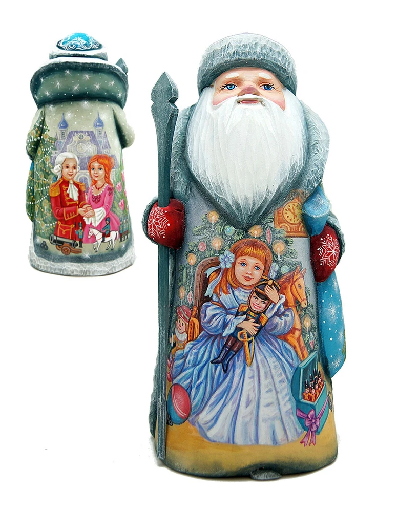 G.DeBrekht Woodcarved and Hand Painted Nutcracker Clara Santa and Hand Painted