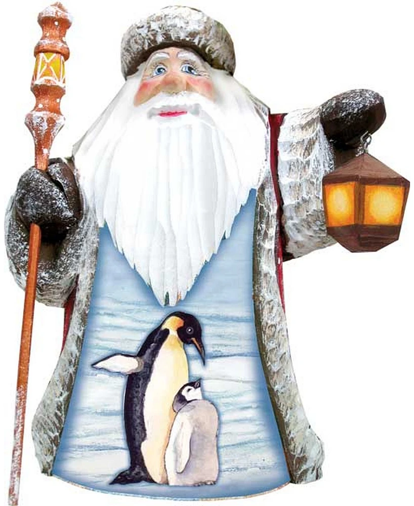 G.DeBrekht Woodcarved and Hand Painted Santa Penguin Love Figurine