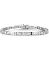 Cubic Zirconia Rounds Line Bracelet in Silver Plate