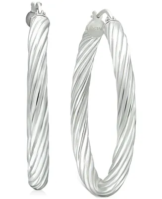 Giani Bernini Medium Twisted Tube Hoop Earrings in Sterling Silver, 1.57", Created for Macy's
