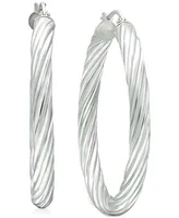 Giani Bernini Medium Twisted Tube Hoop Earrings in Sterling Silver, 1.57", Created for Macy's