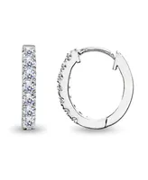 Cubic Zirconia Oval Huggie Hoop Earrings Sterling Silver