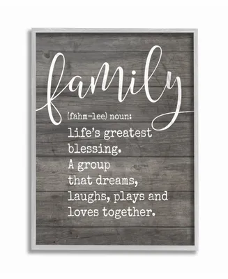 Stupell Industries Family Definition Planked Gray Framed Texturized Art