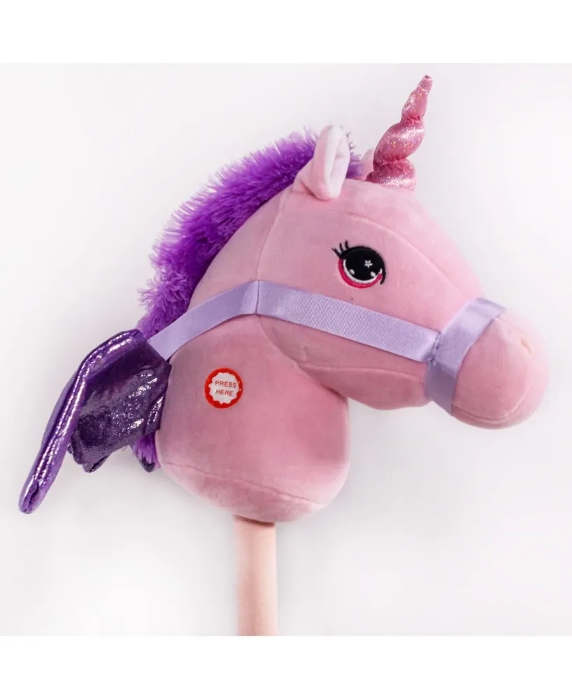 Ponyland Giddy-Up Fantasy 28" Stick Horse Plush, Unicorn with Sound