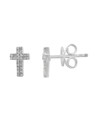 Effy Diamond (1/6 ct.t.w.) Cross Stud Earrings in Sterling Silver or 14k Gold-Plated Sterling Silver