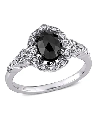 Black and White Diamond (1 ct. t.w.) Cluster Ring 14k Gold