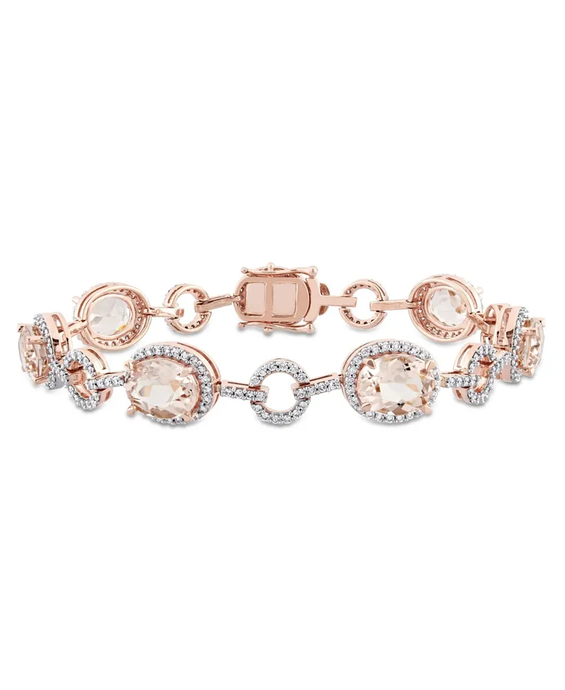 Morganite (11 3/4 ct. t.w.) and Diamond (1 1/2 ct. t.w.) Link Bracelet in 14k Rose Gold