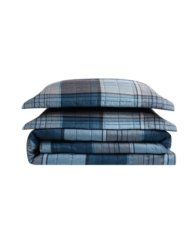 Truly Soft Trey Plaid Full/Queen Quilt Set