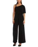 R & M Richards One-Shoulder Draped Jumpsuit