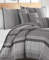 Nautica Gulf Shores Charcoal Cotton Reversible -Piece Quilt Set