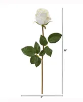 Nearly Natural 21in. Rose Bud Artificial Flower Set of 6