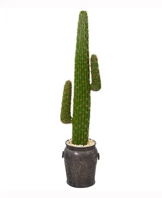 Nearly Natural 59in. Cactus Artificial Plant in Metal Planter
